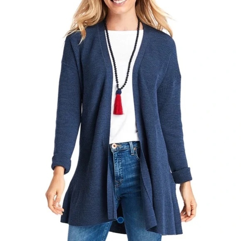 Vineyard Vines Women’s Merino Wool textured open knit cardigan size XS blue